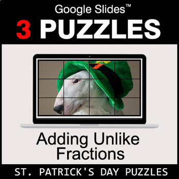 Preview of Adding Unlike Fractions - Google Slides - St. Patrick's Day Puzzles