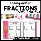 Adding Unlike Fractions Worksheets, Using Models to Add Un