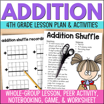 Preview of Addition with Regrouping Anchor Chart, Game, Practice Activity, Review Worksheet