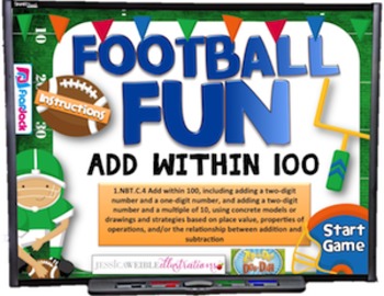 Preview of Adding Within 100 Football Fun Smart Board Game
