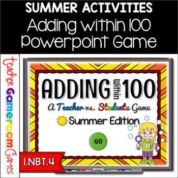 Adding Within 100 Summer Powerpoint Game by Teacher Gameroom