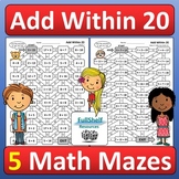 Adding Within 20 Math Mazes Addition Puzzles Worksheets Fu