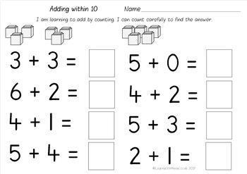 addition worksheet pack add by counting objects by learn