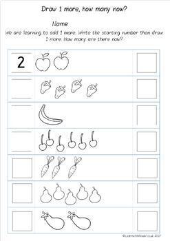 Addition Worksheets Pack - draw 1 or 2 more by Learn With ...