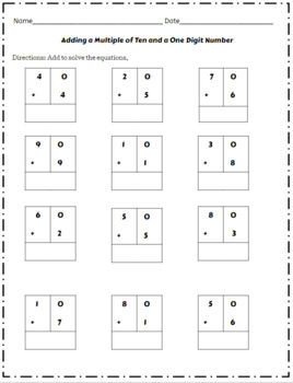 Adding a Multiple of Ten and a One Digit Number by Vernitta Childress