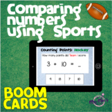 Adding and Comparing Numbers, sports theme- Boom Cards