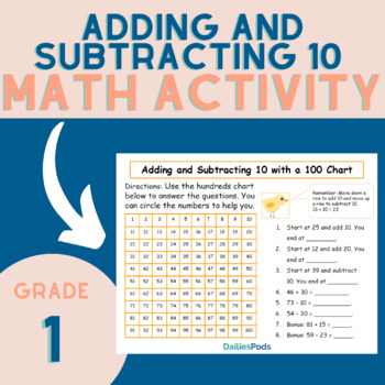 Preview of Adding and Subtracting 10 | Printable Math Activity