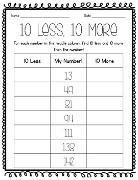 Adding and Subtracting 10 and 100 Worksheets and Activities | TpT