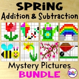 Spring Addition and Subtraction Mystery Picture Math Activ