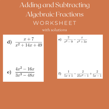 Preview of Adding and Subtracting Algebraic Fractions Bundle