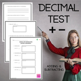 Adding and Subtracting Decimal Math Assessment