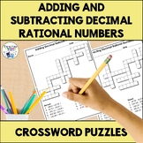Adding and Subtracting Decimal Rational Numbers Crossword Puzzle