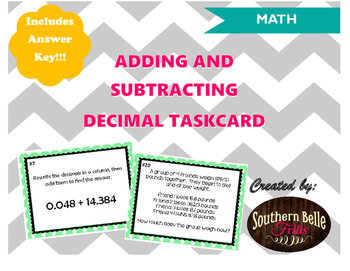 Preview of Adding and Subtracting Decimal Taskcard