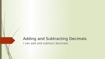 Preview of Adding and Subtracting Decimals