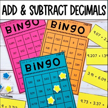 Adding and Subtracting Decimals BINGO game by Hello Learning | TPT