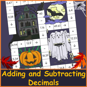 Preview of Adding and Subtracting Decimals | Cross-Number Puzzle | Halloween