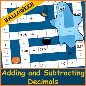 Preview of Adding and Subtracting Decimals | Crosswords Puzzle | Halloween