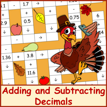 Preview of Adding and Subtracting Decimals | Crosswords | Thanksgiving
