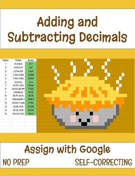 Preview of Adding and Subtracting Decimals, Decimals activity, fall math, math no prep
