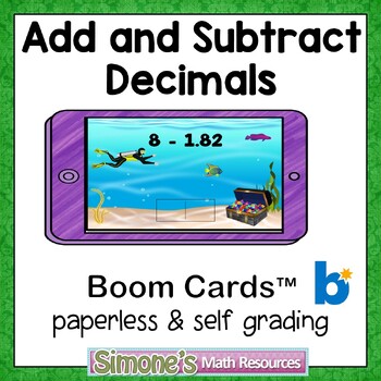 Preview of Adding and Subtracting Decimals Digital Interactive Boom Cards Distance Learning