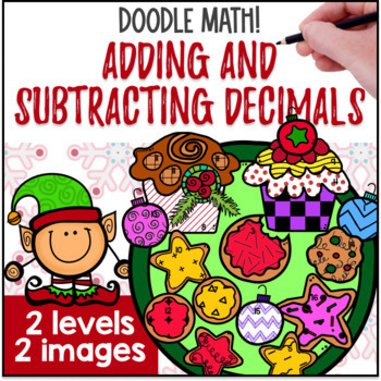Preview of Adding and Subtracting Decimals Doodle Math Worksheets: Twist on Color by Number