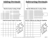Adding and Subtracting Decimals Fill-In Resource Page