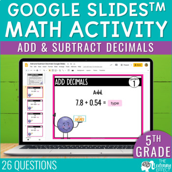 Preview of Adding and Subtracting Decimals Google Slides | 5th Grade Math Review Activity