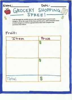 Preview of Adding and Subtracting Decimals- Grocery Shopping Spree