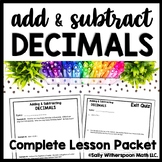 FREEBIE Adding & Subtracting Decimals Lesson & Quiz: Decimal Word Problems