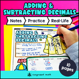 Adding and Subtracting Decimals Guided Notes with Doodles 