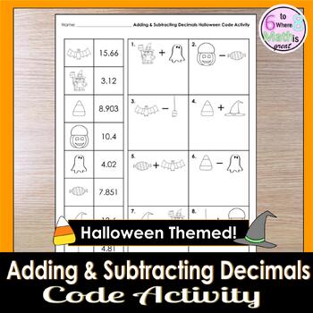 Preview of Adding and Subtracting Decimals Halloween Code Activity