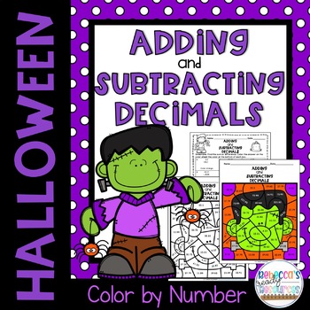 Preview of Adding and Subtracting Decimals Halloween Color by Number