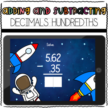 Preview of Adding and Subtracting Decimals Hundredths BOOM Cards