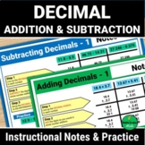 Adding and Subtracting Decimals Instructional Notes and Practice