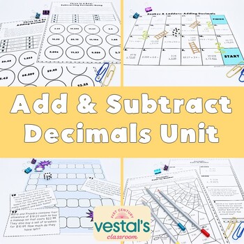 Preview of Adding and Subtracting Decimals Lesson Plans (Math SOL 5.CE.3) {Digital & PDF}