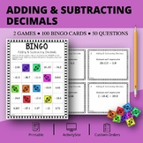 Adding and Subtracting Decimals Math Bingo Review Game