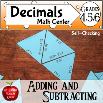 Preview of Add and Subtract Decimals Self Checking Math Center Puzzle Activity