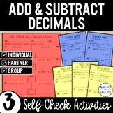 Adding and Subtracting Decimals Math Practice | Self-Check
