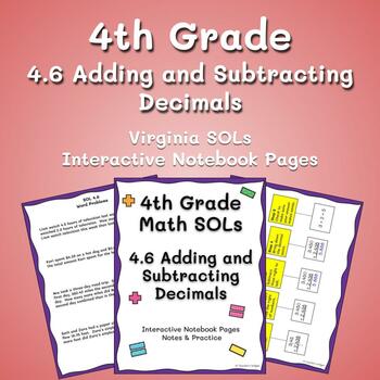 Preview of Adding and Subtracting Decimals Math SOL 4.6 Interactive Notebook