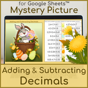 Preview of Adding and Subtracting Decimals | Mystery Picture | Easter Pixel Art