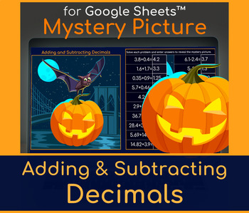 Preview of Adding and Subtracting Decimals | Mystery Picture Halloween Bat