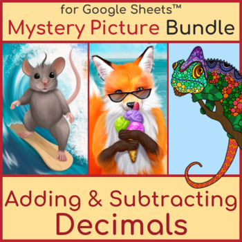 Preview of Adding and Subtracting Decimals | Mystery Picture Summer Bundle