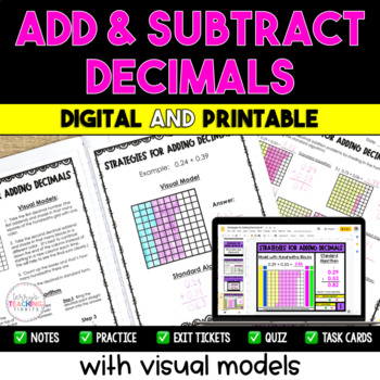 Preview of Add and Subtract Decimals - Digital & Printable