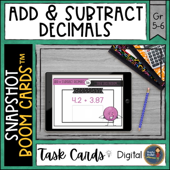 Preview of Adding and Subtracting Decimals Snapshot Boom Cards™ Digital Task Cards