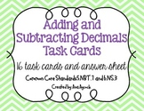 Add and Subtract Decimals Task Cards