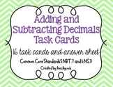 Adding and Subtracting Decimals Task Cards