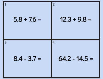 Preview of Adding and Subtracting Decimals Task Cards
