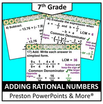 Preview of (7th) Adding Rational Numbers in a PowerPoint Presentation