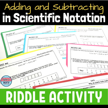 Preview of Adding and Subtracting in Scientific Notation Activity
