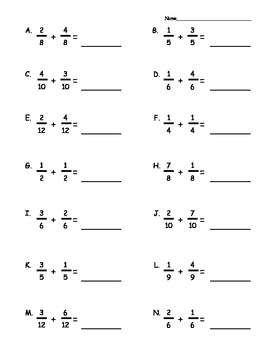 Adding and Subtracting Fractions by Nicole Glacinski | TPT